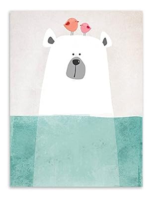 A Design Direct Nordique Mignon Animaux estampes Affiches Toile Polaire Ours/Hippopotame/manchot Dessin animé Wall Art Peintures Bébé Enfants Garderie décoration Sans cadre PTWC005-S