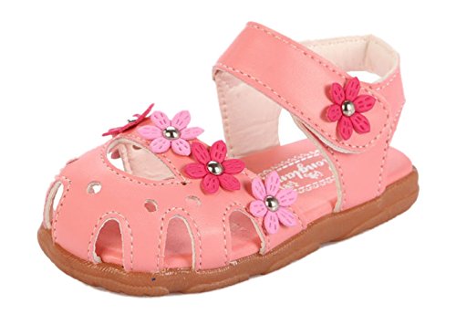 La vogue baby Mädchen Blume Sandalen Lauflernschuhe Rosa