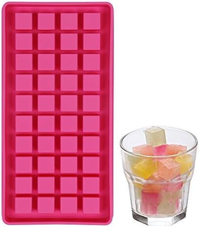 Casa Bonita Easy Pop Out 40 Mini Ice Cube Tray Soft Silicone Non Stick Perfect For Party BBQ Garden FDA Approved (Square)