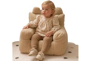 oyptmsh Kids Bean Bag Chair with Storage | Fleece Children's Armchair Sofa with Filling Included | Soft Machine Washable Cover | Lightweight Floor Seat for Bedroom Playroom (Brown)