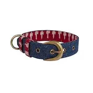 PetWale Blue Denim Dog Belt Collar - (Size : Medium)