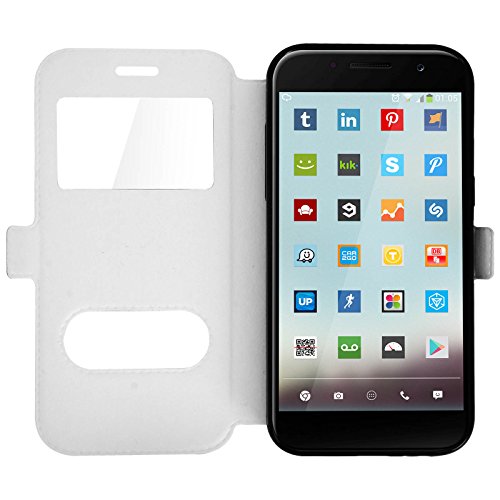 JOLLINI CEKA Funda con Ventanas para Alcatel OneTouch Idol 4 Protector Alcatel OneTouch Idol 4 Carcasa para Alcatel OneTouch Idol 4 - Blanco JOLLINI CEKA Funda con Ventanas para Alcatel OneTouch Idol 4 Protector Alcatel OneTouch Idol 4 Carcasa para Alcatel OneTouch Idol 4 - Blanco