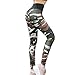 Produktbild TianWlio Leggings Damen Frauen Yoga Gymnastik Camouflage Druck Sport Weiche Hohe Taillen Dünne Gamaschen Hose Grün L