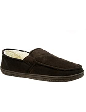Neue Herren Komfort flach Fleece Fell gefüttert warm Winter Casual Hausschuhe