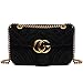 Produktbild MISSKEEK Goldkette Mini-Tasche -  Umhängetasche Mini Cross Body Damen Handtasche Clutch Classic Abendtasche (Schwarzer Samt, Groß)