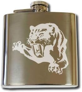 Personalised Engraved 6oz Hip Flask with Captive Top TIGER Design, Birthday, Anniversary, Wedding