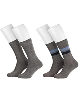 Piarini 2 Paar Stoppersocken ABS Socken Damen Herren | Anti Rutschsocken mit Noppen aus Baumwolle | Schwarz Marine...