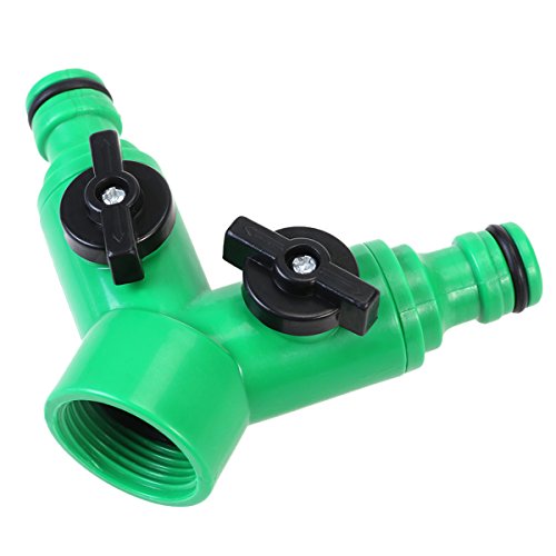 BESTOMZ Doppel-Auslaufhahn Kugelauslaufventil 2-Wege Verteiler Garten Schlauch Wasserhahn Adapter Set mit