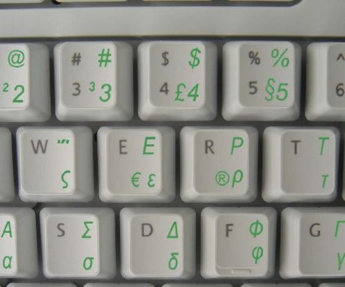 Griechische transparente Tastaturaufkleber mit Grünen Buchstaben - Geeignet für jede Tastatur