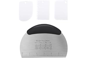 VooGenzek 4 Pièces Grattoir en Acier Inoxydable, Couteau à pâte, Couteau à pain, Couteau à nouilles en plastique, Pour Couper la Pâte, Les Gâteaux, La Pizza