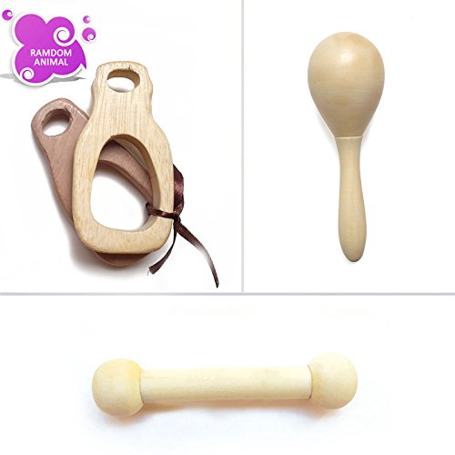 Wooden Teether Toy + Wooden Maracas + Wooden Teether Stick (baby Teethers) 4pc/lot Combo pack RS.339 (56.00% Off) - Amazon