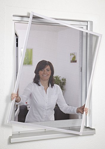 Preisvergleich Produktbild Insektenschutz Fliegengitter Fenster Alurahmen ohne Bohren 80 x 100 cm braun