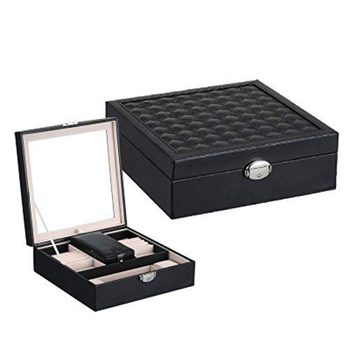 Cassa a due strati con portamonete rimovibile con serratura e specchio con chiusura a chiave per gioielli da viaggio