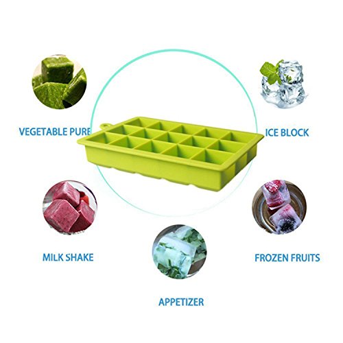 Bermud 4 Stück Wiederverwendbar 15-Fach Silikon Eiswürfelformen Eiswürfelform Gefrierformen Eiswürfelbehälter für Eiswürfel, Schokoladenform, Eiswürfel Maße von 33x33mm - 6