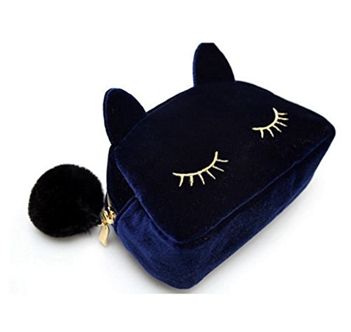 Preisvergleich Produktbild NOVAGO Federmäppchen oder Schminkbeutel cat-förmigen (Blau)