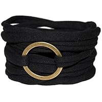 Endlosarmband in schwarz mit bronzefarbenem Ring - onesize
