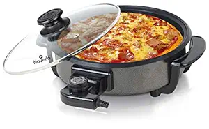 Infinity Electric Novella 1500 W Electric Multipurpose Cooker Pizza Pan 36CM Diameter | Double Layer Non-Stick Surface with Marble Coating (Black)