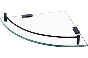 KES Estanteria Ducha Cristal Estante de Pared Estante Ducha Estante Baño de Esquina Estantería Cristal Baño con Toallero Acero Inoxidable SUS304 Negro Mate, BGS2101A-BK