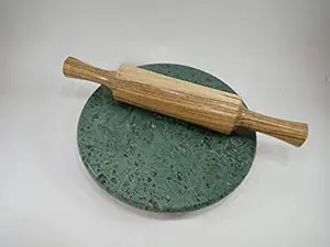 HANDCRAFTD Green Marble Chakla Belan Combo Set for Kitchen (Marble chakla 10 inch, 12 inch belna)