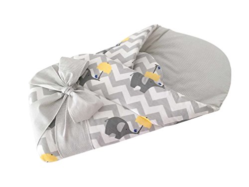 The Gorgeous 1 Baby swaddle blanket 0-4 months (Elephant, Grey)