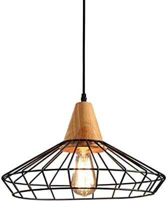 LOFAMI Nordic Iron Industrial Style Black Chandelier, Creative Vintage Birdcage Design Shade, Kitchen Living Room Bar Coffee Shop Ceiling Dome Light