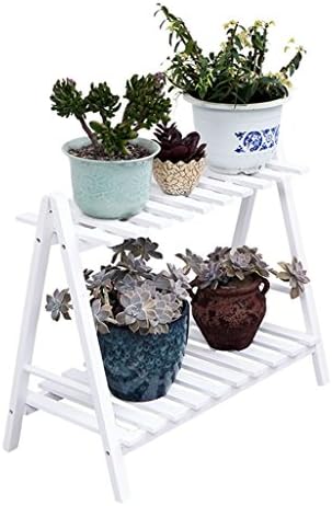 Flower Stand 2-tiered trapezoidal shelf / plant shelf / shelf wooden garden plant pot rack / garden storage rack indoor shelf unit living room office white balcony art display rack (3 sizes) ( Size : 70*32*59cm )