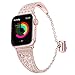 Produktbild Blumenmuster Einstellkette Edelstahlband ausgehöhlte Bling Bänder kompatibles Stras -Edelstahl Armreif Armband dekoratives Uhrenarmband, für Frauen,Für Apple Watch 38 / 40mm (rosa)
