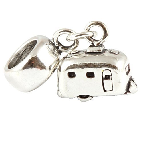 Sterling Silver Caravan/Trailer Dangle Bead Charm To Fit European Style Bracelets - Holidays Camping