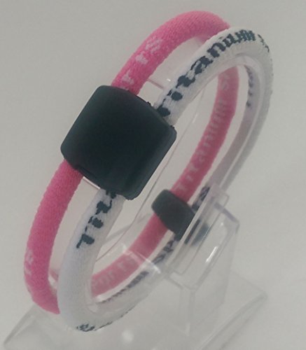 *SALE* 18 COLOURS To Choose From! - Power Balance Energy® DUAL LOOP Magnetic Germanium Bracelet / Energized exclusive magnet / negative ion / health bracelet - Certified - With titanium, germanium, ceramic, tourmaline (negative ions) - All Sizes, All Colours on drop down menu (White/Pink, MEDIUM: 18cm (7.1"))
