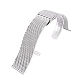 Universal Milan Edelstahlarmband,wasserdichtes Zwei-Knopf-Metallarmband,für die meisten Uhrenmarken,für Männer Frauen Ersatzarmband,mit 2x Schnellspannstangen,1x Federstegwerkzeug,18mm (silber)