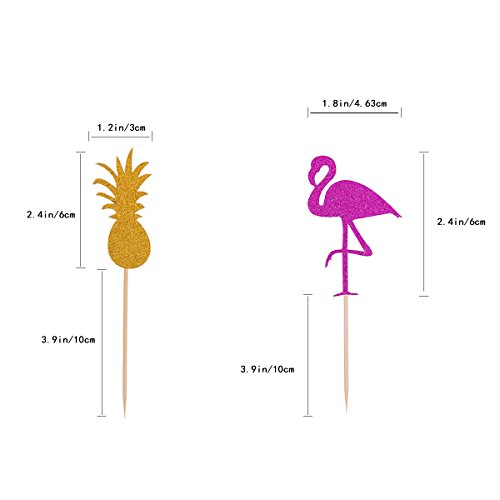 OUNONA 12 Stück Hawaii Cake Toppers Flamingo Ananas Deko Picker - 3
