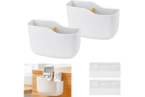 GÉNÉRIQUE THATSRAD 2 PCS Support Telecommande Mural Adhesif en PS Boite Rangement Telecommande Mural Porte Telecommande Mural avec 2 Colle Arrière pour Écoles Hôpitaux Hôtels Restaurants, 14 * 9 * 5cm, Blanc