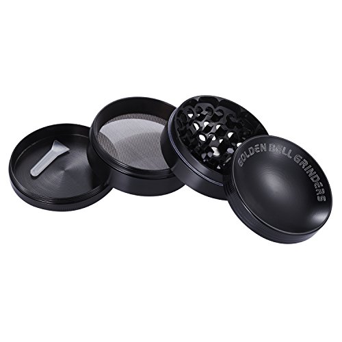 LIHAO Konkav Grinder 2.36″ Groß 6cm Crusher für Spice,Kräuter,Gewürze,Kaffee,Herb 4-teiliges Set mit Schaber (Schwarz) - 5