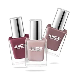 JUICE Glossy Nail Polish - Pack of 3 ( Sun Kissed / Dusty Coral / Camel NUDE ) COMBO_27