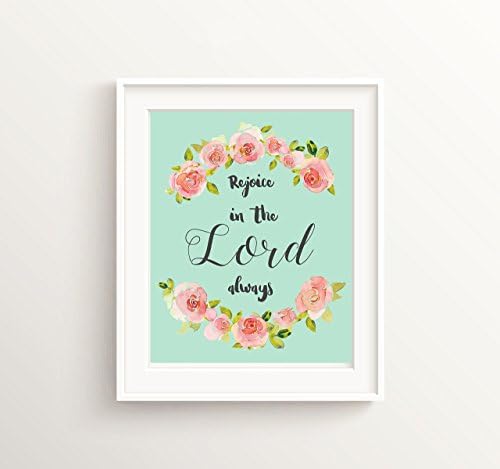 Rejoice in the Lord Always, Philippians 4 Bible Verse Wall Art, Gifts for Christian Women Girls Idea