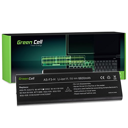 Green Cell® Extended Serie Laptop Akku für Asus F3S (9 Zellen 6600mAh 11.1V Schwarz)