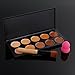 Chinatera 10 Colors Contour Face Cream Makeup Concealer Palette + 1Pcs Rosy Gourd Sponge Puff + 1Pcs Oblique Head Powder Brush