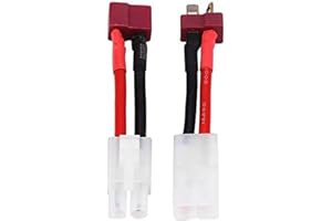YUNIQUE GREEN-CLEAN-POWER - Adattatore Cavo Deans T a Tamiya per Veicoli RC e Batterie Lipo | Compatibile con Caricabatterie | Connettori Maschio e Femmina, Rosso Nero, Plastica