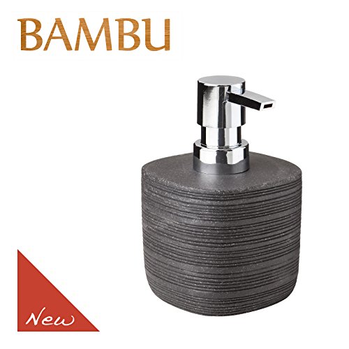 TATAY 6350200 - Seifenspender Aus Hochwertigem Polyresin, Bambu Kollektion, Dunkel Graphit Grau Farbe