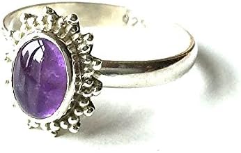 Shanya Sterling Silver Ethnic Ring Amethyst, made of Solid Silver and genuine Amethyst, each ring is individually handcrafted. The stone size is 5 X 8 mm. Design ORCAM. UK Size M