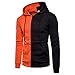 Produktbild Sport Tops Herren,DAY.LIN Männer Lange Ärmel Kapuzenpullover Stitching Reißverschluss Mantel Jacke Outwear (M, Orange)
