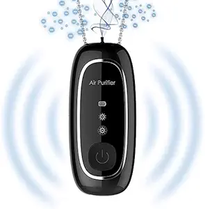 Wearable Air Purifier,Personal Necklace Air Freshener, Mini Portable Air Freshner Ionizer/120 Million Negative Ions/Low Noise for Adults Kids (Black)