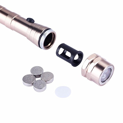 KIMILAR Einziehbares LED Taschenlampe Teleskop Verlängerung Fackel Arbeit Licht mit MAGNETIZED Finder Base Pick Up Tool(Max Length 57CM), inkl. Batterien (Gold) - 6