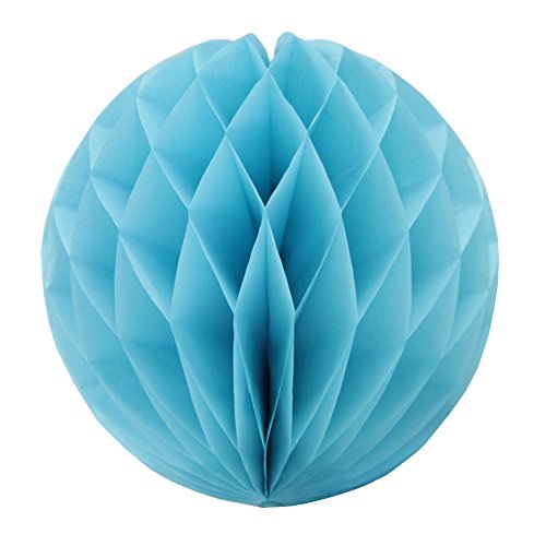 SUNBEAUTY 8er Set Tissue Papier Blume Pompom & Honeycomb Wabenball & Lampion Rosa Blau Serie Mixed Hochzeit Geburtstag Babyparty Dekoration (Blau) - 5
