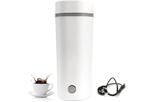 RHESHIN Mini bouilloire électrique de voyage-Coupe d'eau électrique 450 ml- tasse Chauffage thermos 3 en 1- revêtement en acier inoxydable 304- arrêt automatique (White)