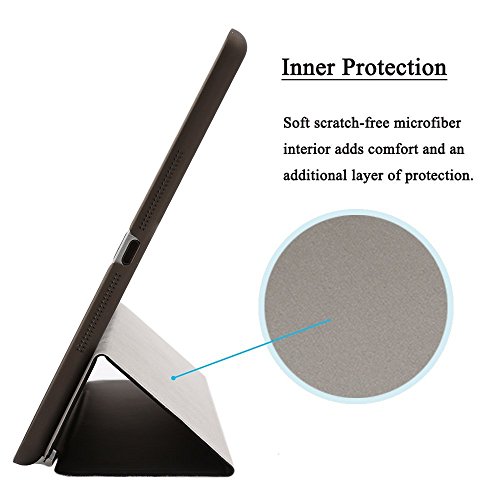 Besmall iPad Air iPad 5 Hülle – Ultra Dünn Edles Schutz Hülle Smart Cover Case PU Leder Schutztasche Etui Schale + Back Case inkl.Displayschutzfolie Reinigungstuch Stift für Apple iPad Air 1/ iPad 5 – Mit Standfunktion & Auto Sleep Wake up Funktion (iPad Air 1, Schwarz)XKZT53B - 6