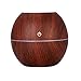 Produktbild WOBANGUSB Alle Holzmaserung,Mini Kleines flaches Dach Luftbefeuchter Ätherisches Öl Diffusor Aroma Lampe LED mit 7 Farben Nachtlicht Auto Lufterfrischer Luftbefeuchter (Brown)