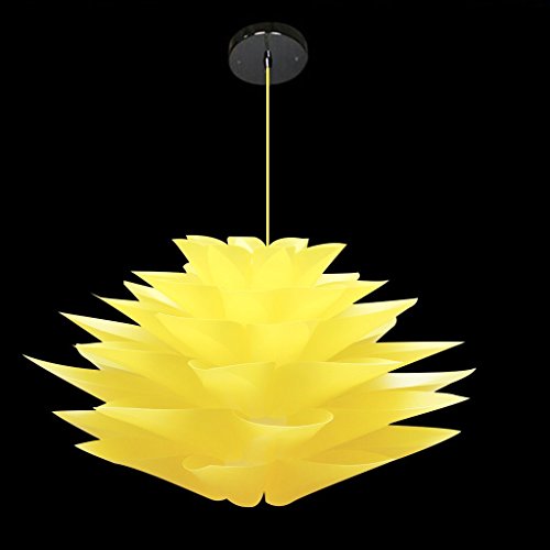 Excerando Decke hängende DIY IQ Puzzle Lotus Flower Lampenschirm Kit Wohnzimmer Esszimmer Dekor Beleuchtung, Durchmesser 53 cm(Gelb) - 4