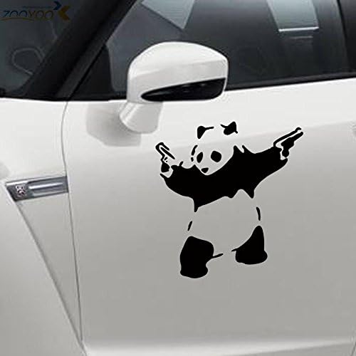 cartoon panda gun car stickers decorations 407. diy removable vinyl decals wall art adesivo de paredes posters 3.5,Black