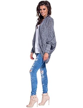 Lemoniade lässige, offene Strickjacke in interessanter Fledermausform mit Schalkragen und Ärmelstulpen